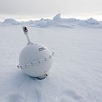 Positioning buoy in the Arctic sea ice. 