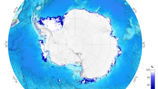 Sea-ice extent in the Antarctic on 21 February 2022.