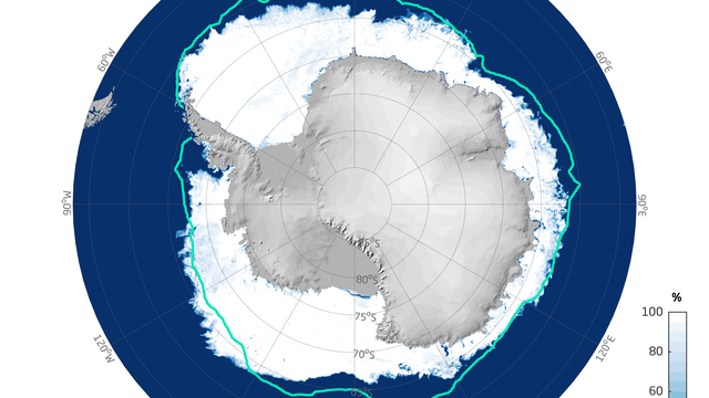 Meereiskonzentration in der Antarktis am 30. Juni 2023.