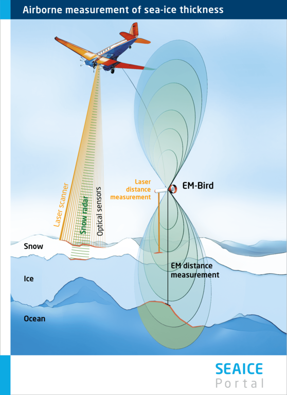 Determination of sea ice thickness and ice surface properties with the EM-Bird.