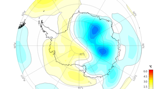 Air temperature anomaly in the Antarctic in December 2022.