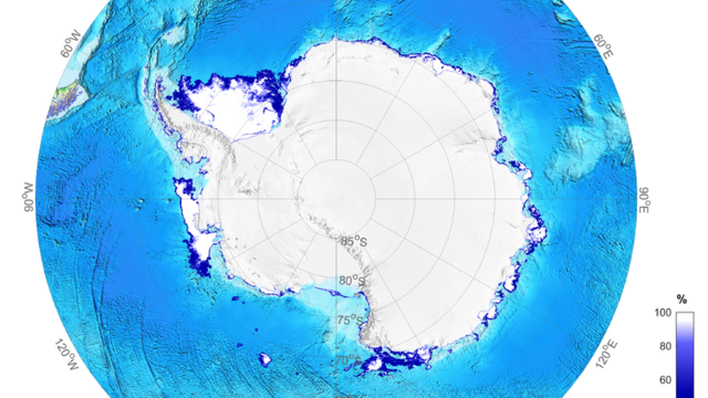 Meereisausdehnung am 21. Februar 2022 in der Antarktis.