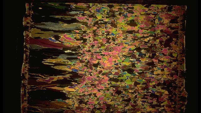 Thin section of sea-ice under crossed-polarized light.