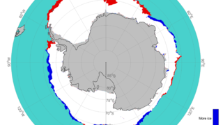 Difference in sea-ice concentration in June 2018, compared to the long-term average.