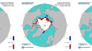 Differenz der mittleren Eiskantenposition in der Arktis für den Zeitraum 1.9. – 15.9.